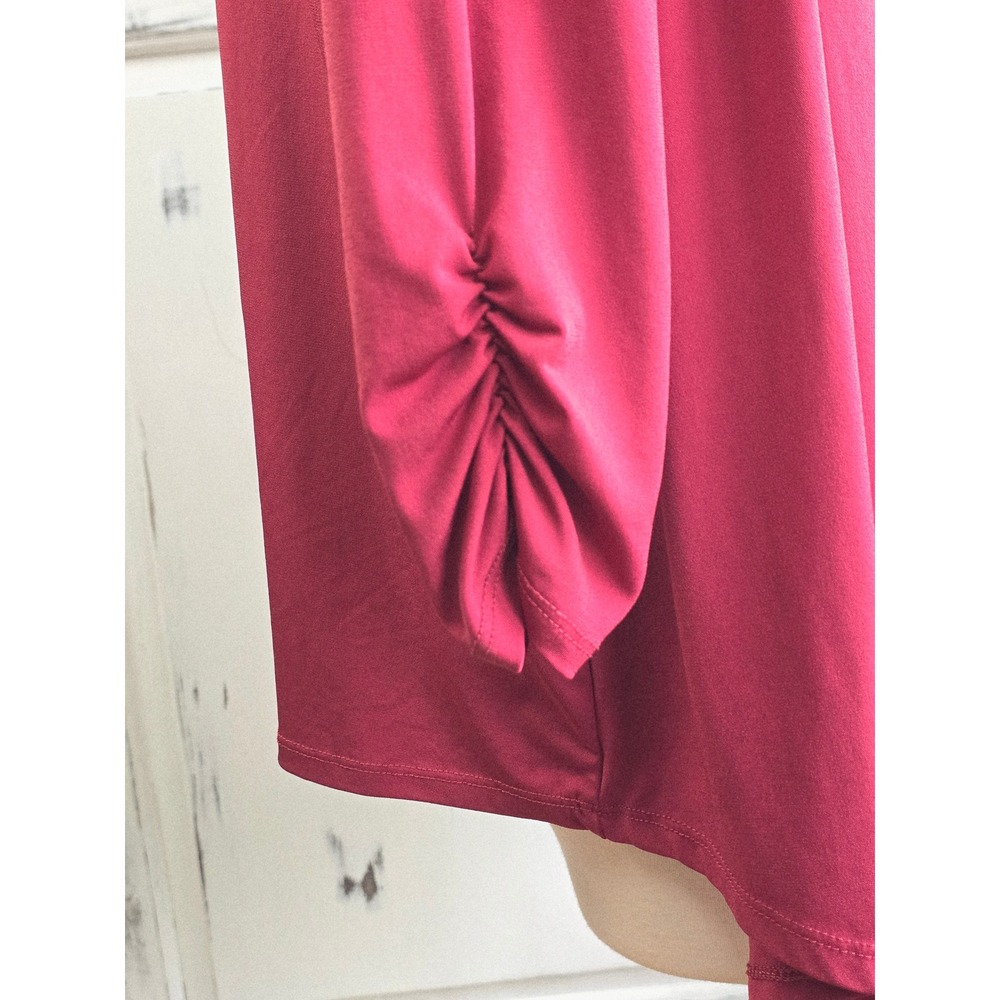 Corvia‎ Layered Look Cardigan Blouse Top Burgundy Black Metal Accent L - Picture 5 of 10